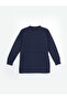 Two Mt Shop Quality Lcw Modest Navy Blue Interlock Plain Oversize Women's Sweatshirt Tunic - 5