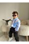 Boy's Blue Long Sleeve Shirt Parachute Pants Double Set