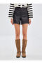Lcw Vision Black Standard Fit Women's Leather Look Shorts - 5