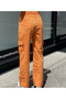 Women's Baggy Wide Leg Regular Fit Orange Cargo Pocket Detail Loose Wide Leg Jean Trousers - 3