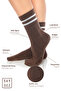 Bamboo Unisex Tennis College Striped Premium Brown Seamless Socks 3 Pack - 2