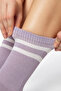 Bamboo Unisex Tennis College Striped Premium Lilac Light Purple Seamless Socks 3 Pack - 3