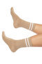 Bamboo Unisex Tennis College Striped Premium Beige Mink Seamless Socks 3-Pack - 4