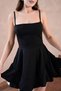 Atlas Fabric Thin Suspender Skirt Fold Flared Cutout Princess Model Strapless Neckline Black Dress 102 - 4