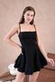 Atlas Fabric Thin Suspender Skirt Fold Flared Cutout Princess Model Strapless Neckline Black Dress 102 - 6