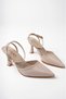 Women's Skin Ankle Detailed Elegant Thin Heeled Shoes