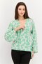 Women Surplice Neck Long Sleeve Allover Print Top, Green Combo