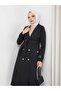 Waist Tie Sleeve Detailed Hijab Trench Coat - 3