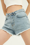 Denim Shorts with Tassels Ice Blue - 3