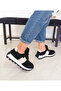 Black Color Lace-Up Flat Sole Women's Sneakers - 4