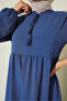 1627 Collar Lace-Up Hijab Dress - C.Cobalt Blue - 5
