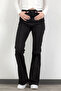 Women's High Waist Spanish Flare Jeans Black 2038-612 - 7