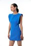 Flounced Gabardine Dress Sax - 6
