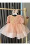 Sequin Sequined Tutu Puffy Birthday Party Costume Short Balloon Sleeves Evening Dresses Girls Kids Dress - 2