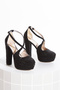 Women's High Platform Heeled Cross Cross Evening Dress Shoes - 4