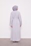 Gray Sequin Embroidered Belted Ferace - 7
