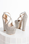 Women's High Platform Heeled Cross Cross Evening Dress Shoes - 4