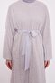 Gray Sequin Embroidered Belted Ferace - 6