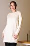 Zero Collar Long Sleeve Ecru Women's Tunic 6152-2K5 - 4