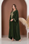Women's Khaki Authentic Embroidery Detailed Oversize Loose Dress - 5