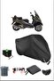 Black Piaggio Mp3500 Durable Lock Compatible Waterproof Motorcycle Tarpaulin