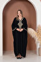 Women's Black Authentic Embroidery Detailed Oversize Loose Dress - 2