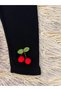 Pack of 2 Cherry Detailed Stretchy Rib Fabric Girl's Leggings - 2