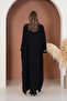 Women's Black Authentic Embroidery Detailed Oversize Loose Dress - 8