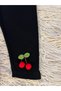 Pack of 2 Cherry Detailed Stretchy Rib Fabric Girl's Leggings - 3