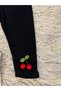 Pack of 2 Cherry Detailed Stretchy Rib Fabric Girl's Leggings - 2