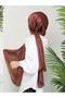 Women's Shiny Satin Textured Hijab Evening Dress Chiffon Janjan Shawl - 4