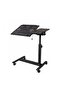 Tilt and Height Adjustable Caster Mouse Compartment Wheel Fan Laptop Stand - 6