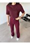 Burgundy Ribbed Palazzo Hera Trousers - 6