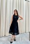 Women's Black Lace Midi Dress