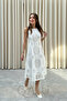Women's Ecru Lace Midi Dress