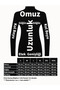 Finger Detailed Crew Neck 3-Piece Body Set White & Dark Blue & Brown - 8