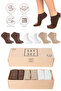 Bamboo Women's Booties Plain White-Brown-Beige Socks Seamless Premium Boxed Pack of 6