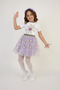Girl's Purple Floral Print T-Shirt Purple Floral Skirt Suit April 23, October 29 Show Outfit - 2