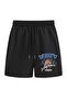 Men's Shot Printed Bermuda Pocket Cord Detailed Regular Fit Black Shorts