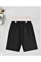Men's Shot Printed Bermuda Pocket Cord Detailed Regular Fit Black Shorts - 2
