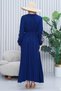 Women's Navy Blue Embroidery Detailed Long Sleeve Long Dress - 9