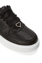 Women's Sneaker Luxury Black Ribbon Satin Lace-Up with Heart Detail - 3