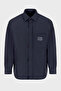 Relaxed Fit Patch Pocket and Logo Patch Shirt Jacket Men's Shirt Jacket - 6