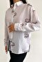Women's White Bird Embroidered 100% Cotton Shirt - 6