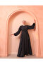 Balloon Sleeve Light Fabric Lina Ferace with Hidden Zipper and Belt with Pocket Anthracite Gray - 3