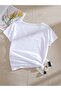 WOMEN'S V-Neck Printed & Plain White Oversize T-shirt Casual Boyfirend - 2