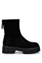 Women's Genuine Leather Black Suede Heeled Boots