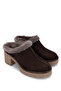 Women's Genuine Leather Brown Nubuck Heeled Slippers - 2