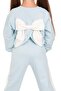 Mint Color Girl's Tracksuit Set with Bow Accessory - 8