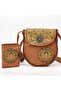 Frida Figürlü Designed Cross-Weave Shoulder Bag in Tan and Wallet in Tan Combination - 7
